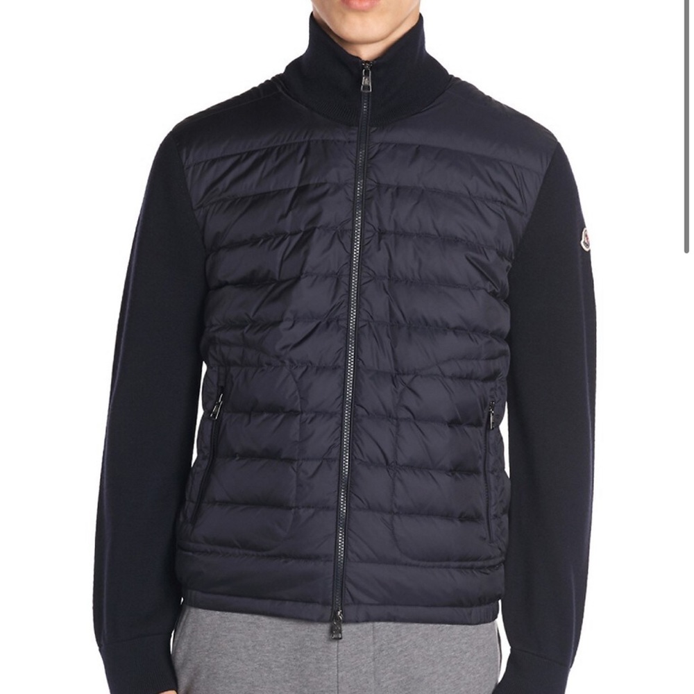 Moncler Knit-Sleeve Down Puffer Jacket